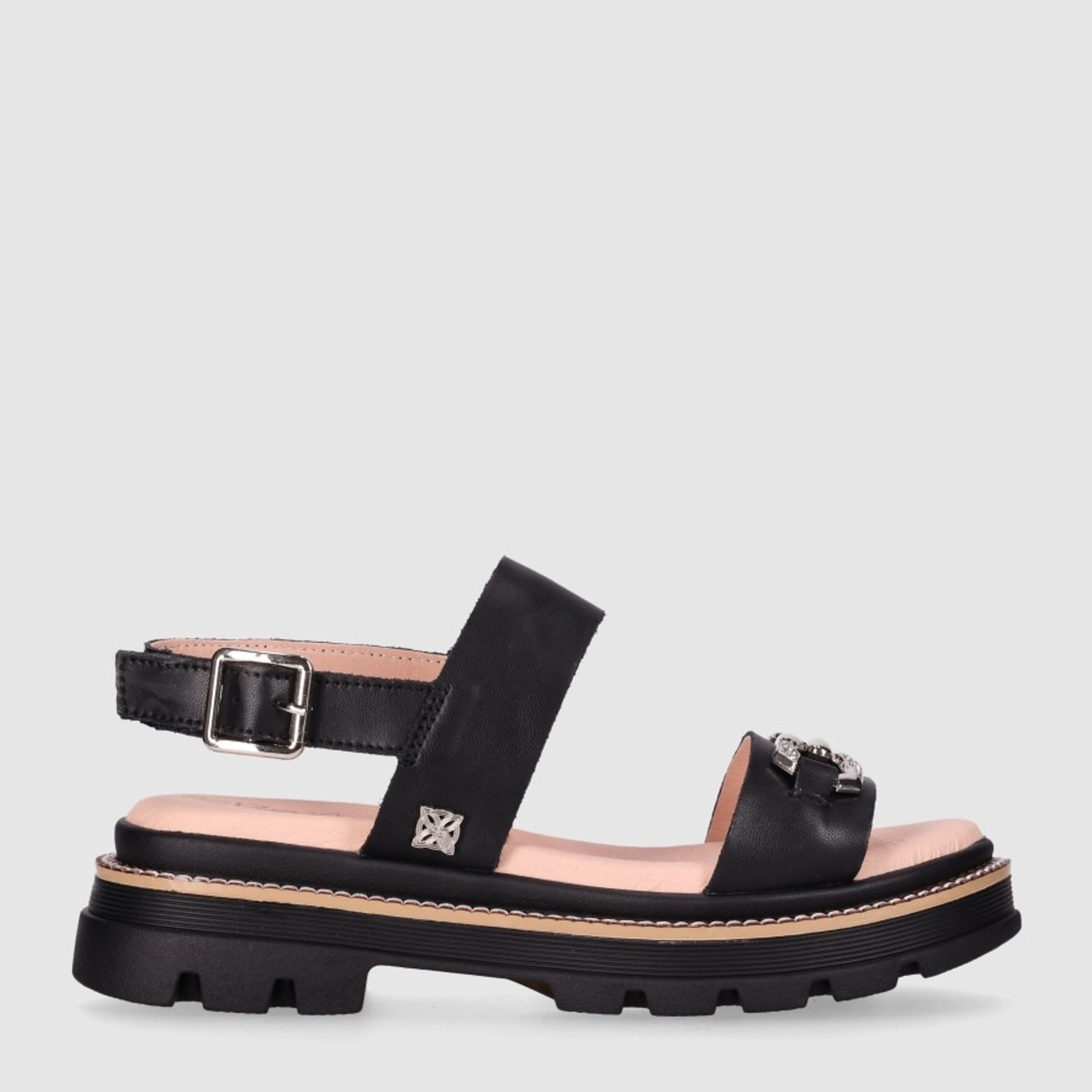 Sandalias de Piel - Negro - Tacón: 4 cm