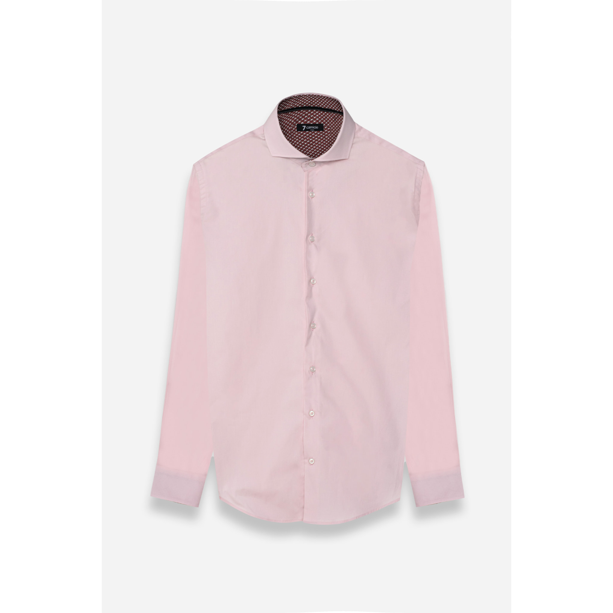 Camicia Uomo 1 Bottone Francese Slim Popeline Stretch Unito Rosa