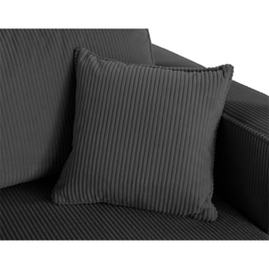 Topaze - Canapé droit 4 places avec double méridienne - assise profonde - en velours côtelé - Gris