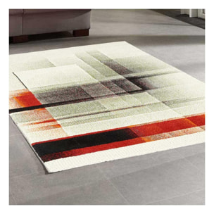 Petit tapis géométrique ivoire, rouge et noir