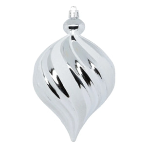 Boule de Noël plastique 100mm x6 argent et blanc