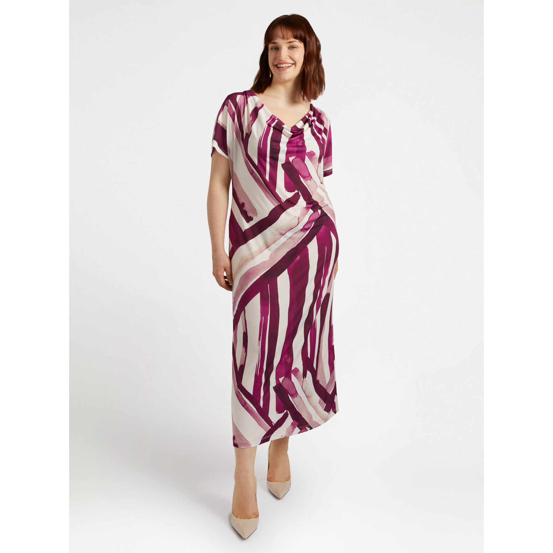 Fiorella Rubino - Vestito stampato con scollo morbido - Bordeaux