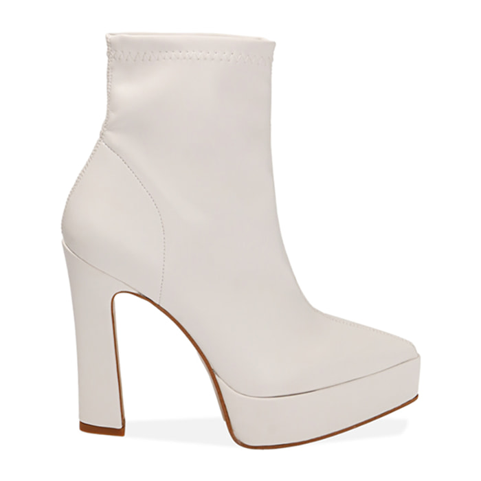 Botines con plataforma color crema, tacón de 12,5 cm