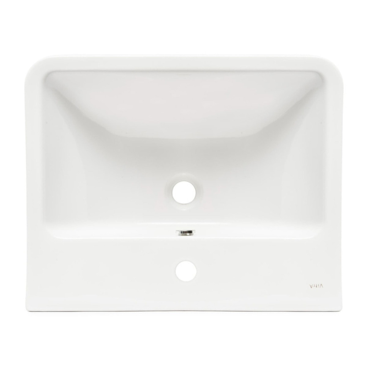 Integra 55x45x19 cm lavabo suspendu en céramique, trou pour robinetterie au milieu, avec trop-plein, blanc (7049-003-0001)