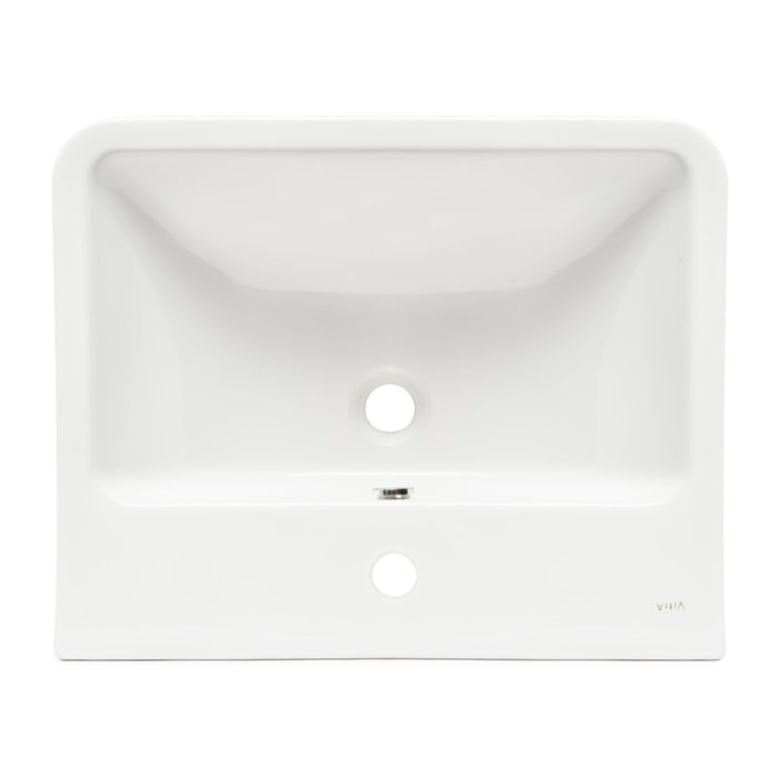 Integra 55x45x19 cm lavabo suspendu en céramique, trou pour robinetterie au milieu, avec trop-plein, blanc (7049-003-0001)
