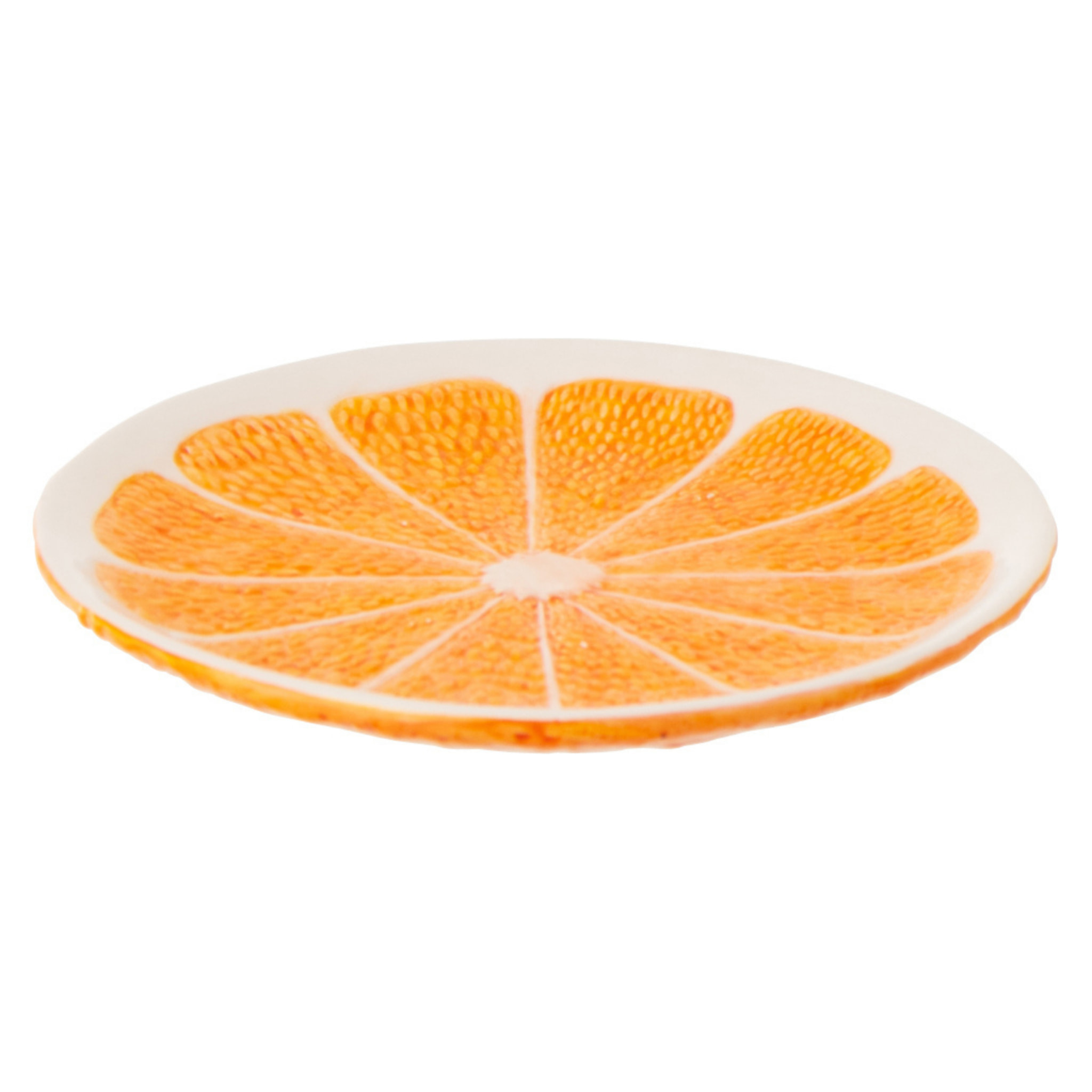 J-Line Assiette Orange Dolomite - céramique - orange/blanc - 2 pièces