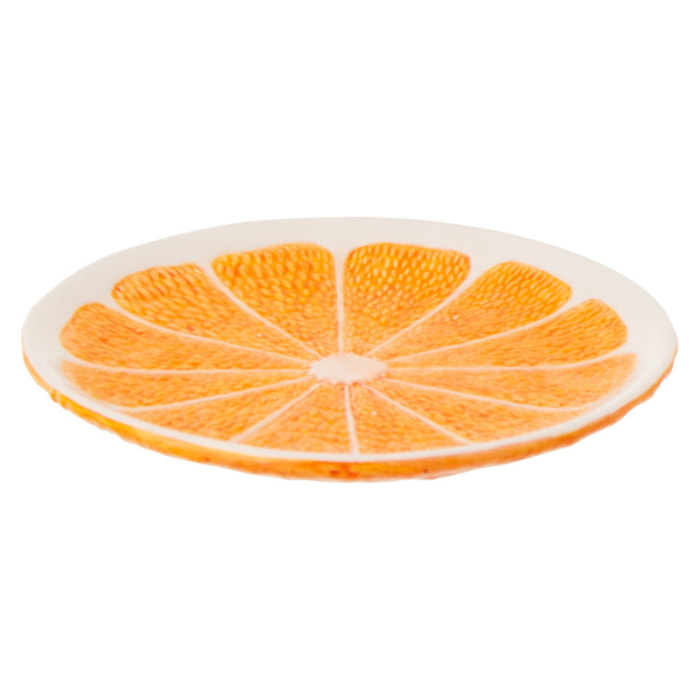 J-Line Assiette Orange Dolomite - céramique - orange/blanc - 2 pièces