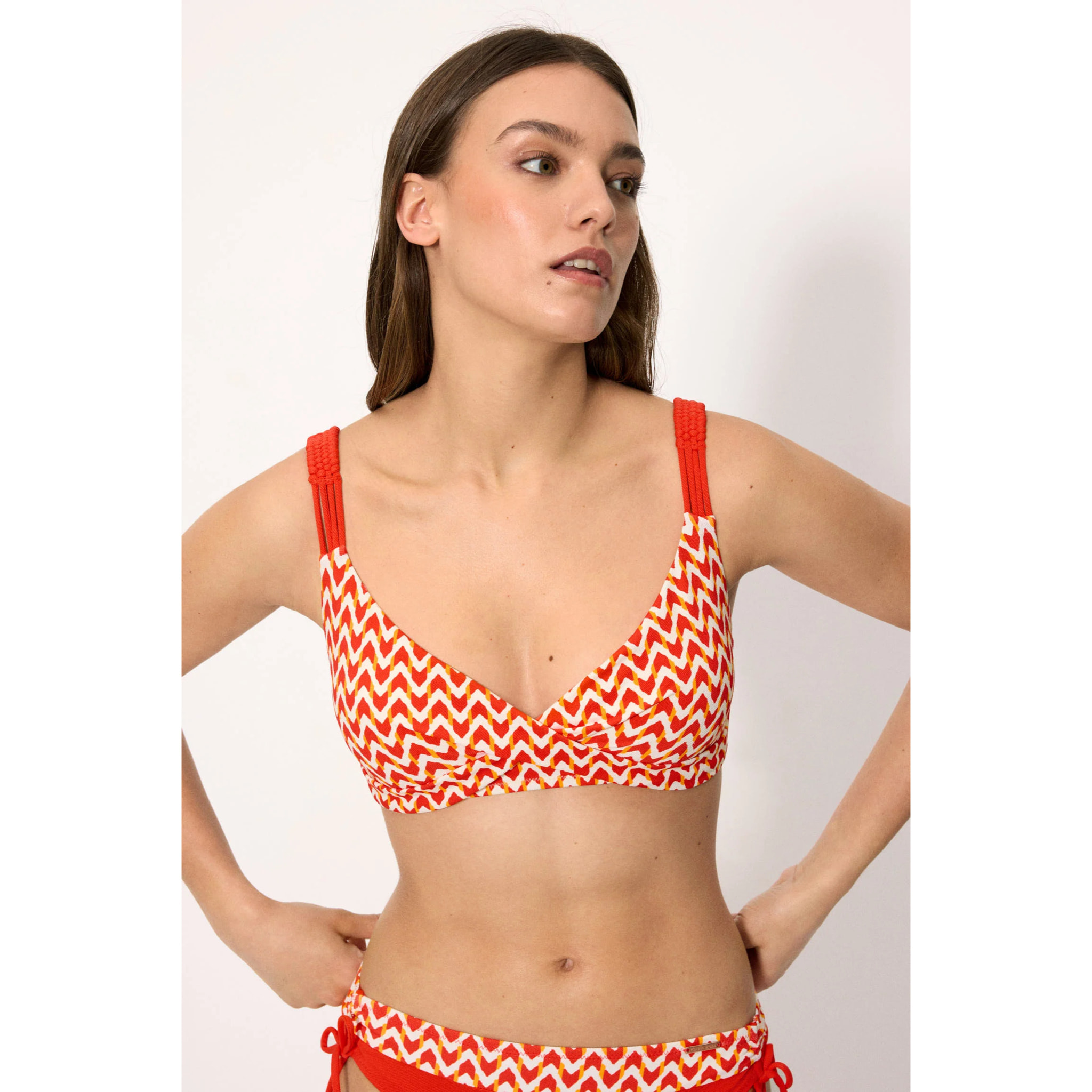 Top bikini a triangolo Arancio