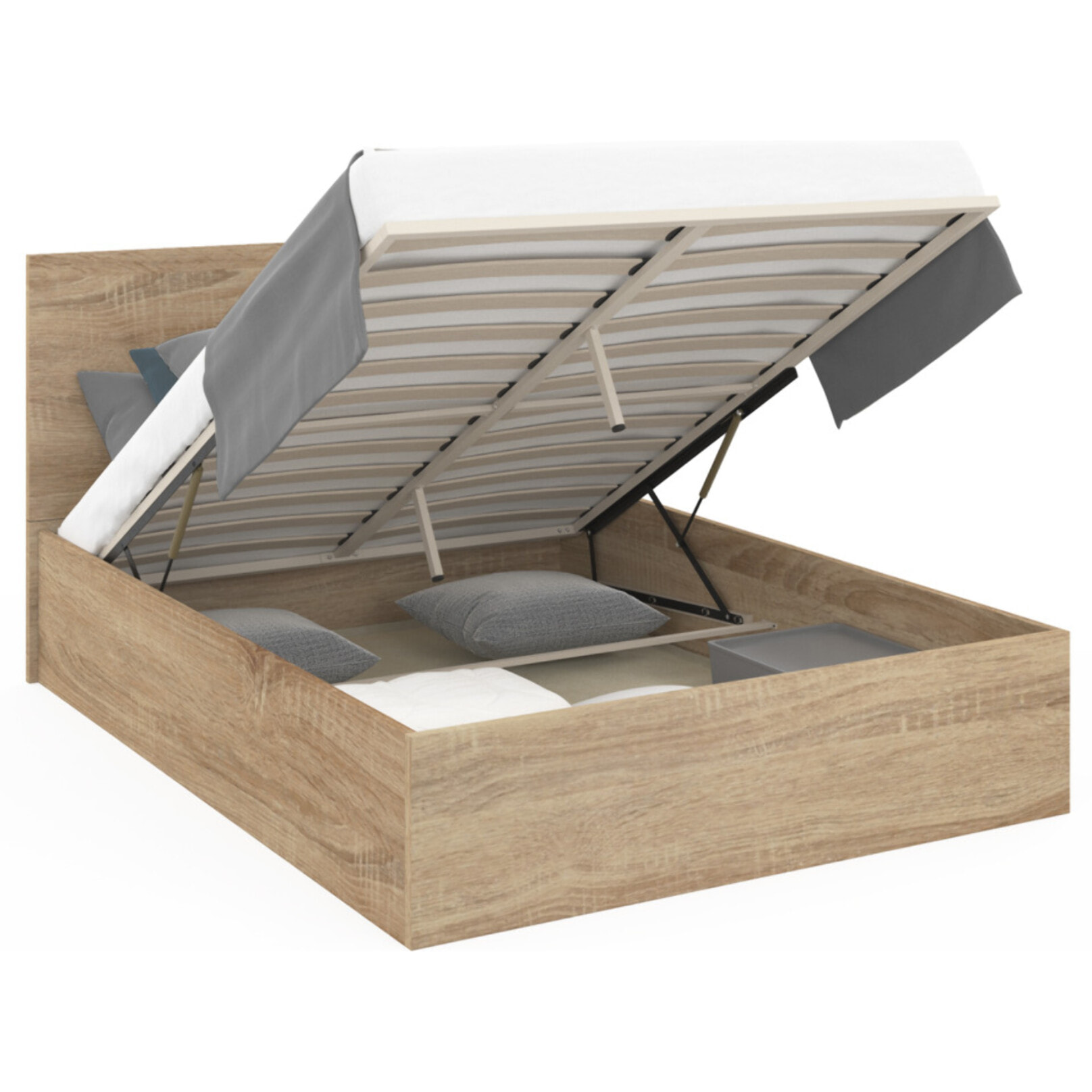 Lit coffre Sicilia 160x200cm effet bois naturel