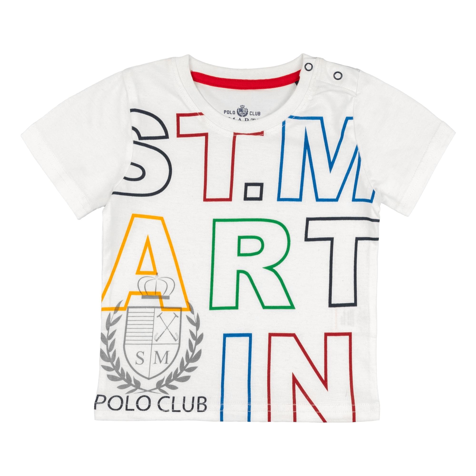 T-shirt jersey con stampa multicolor Polo Club St Martin Bianco