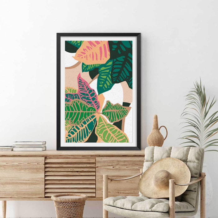 Poster colorful plants Affiche + cadre en bois - Noir
