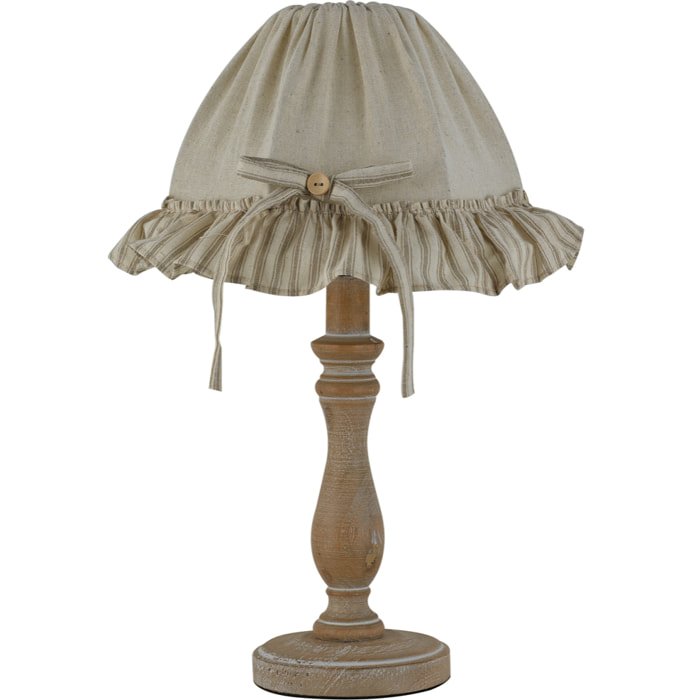 Lampada da tavolo CHERRY in legno con paralume in cotone (1xE27)