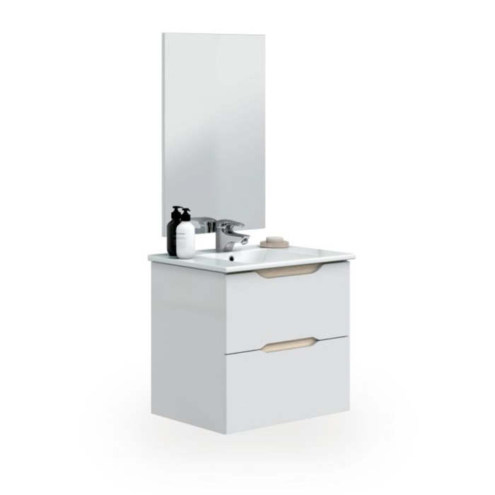 Pack de baño con lavabo cerámico Nexa Blanco - Roble