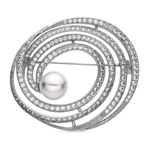 Broche con Circonita Brillante acabado plata