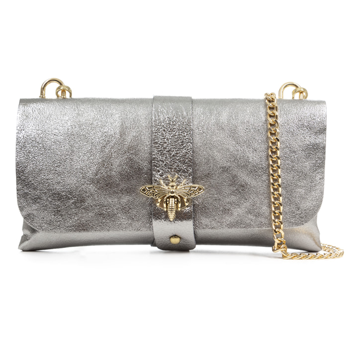 Amaseno borsa a tracolla donna. Pelle autentica Camoscio Laccato.