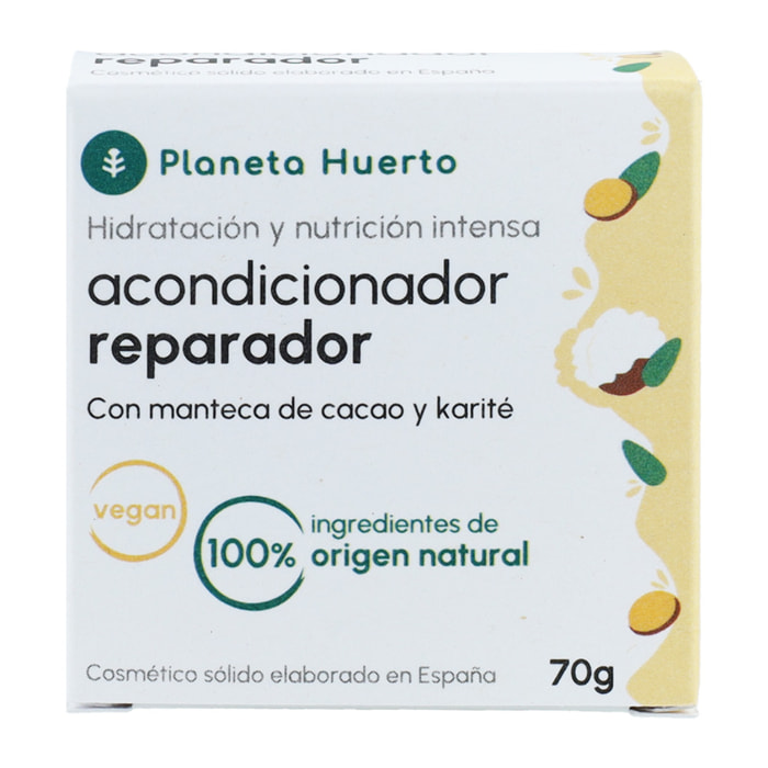 PLANETA HUERTO | Acondicionador Sólido Reparador 85 g – Nutrición Profunda, Cabello Suave y Brillante, Fórmula Natural y Ecológica