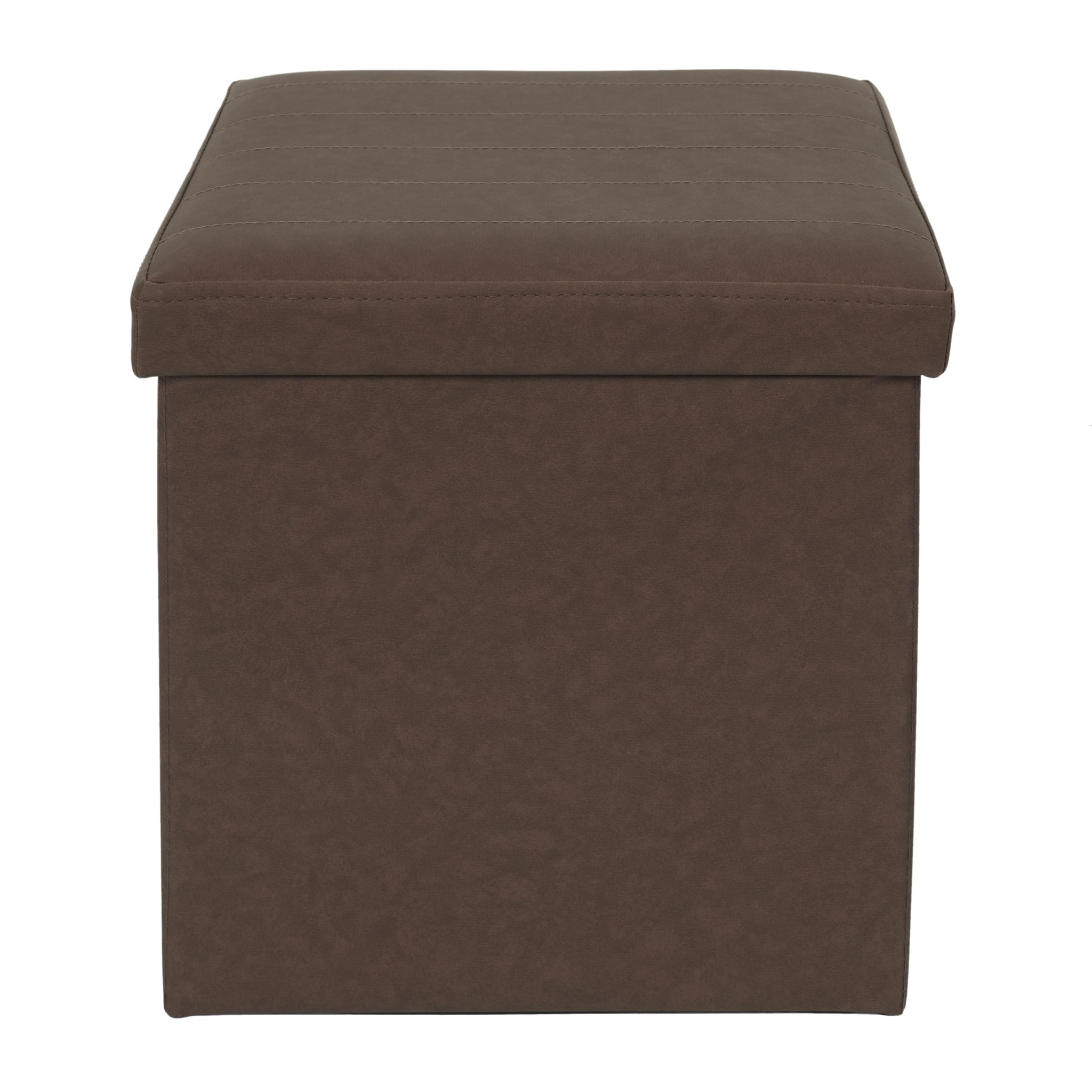 COFFRE POUF PLIABLE PU MARRON