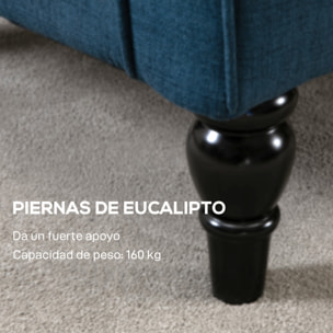 Sillón Orejero Moderno, Butaca de Salón con Reposabrazos y Patas de Madera, Sofá Individual Carga 160 kg para Oficina, Sala de Estar y Dormitorio, Azul