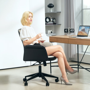 Silla de Oficina Giratoria Silla de Escritorio Altura Ajustable con Función de Basculante y Reposabrazos Silla de Estudio Carga 120 kg Beige y Negro