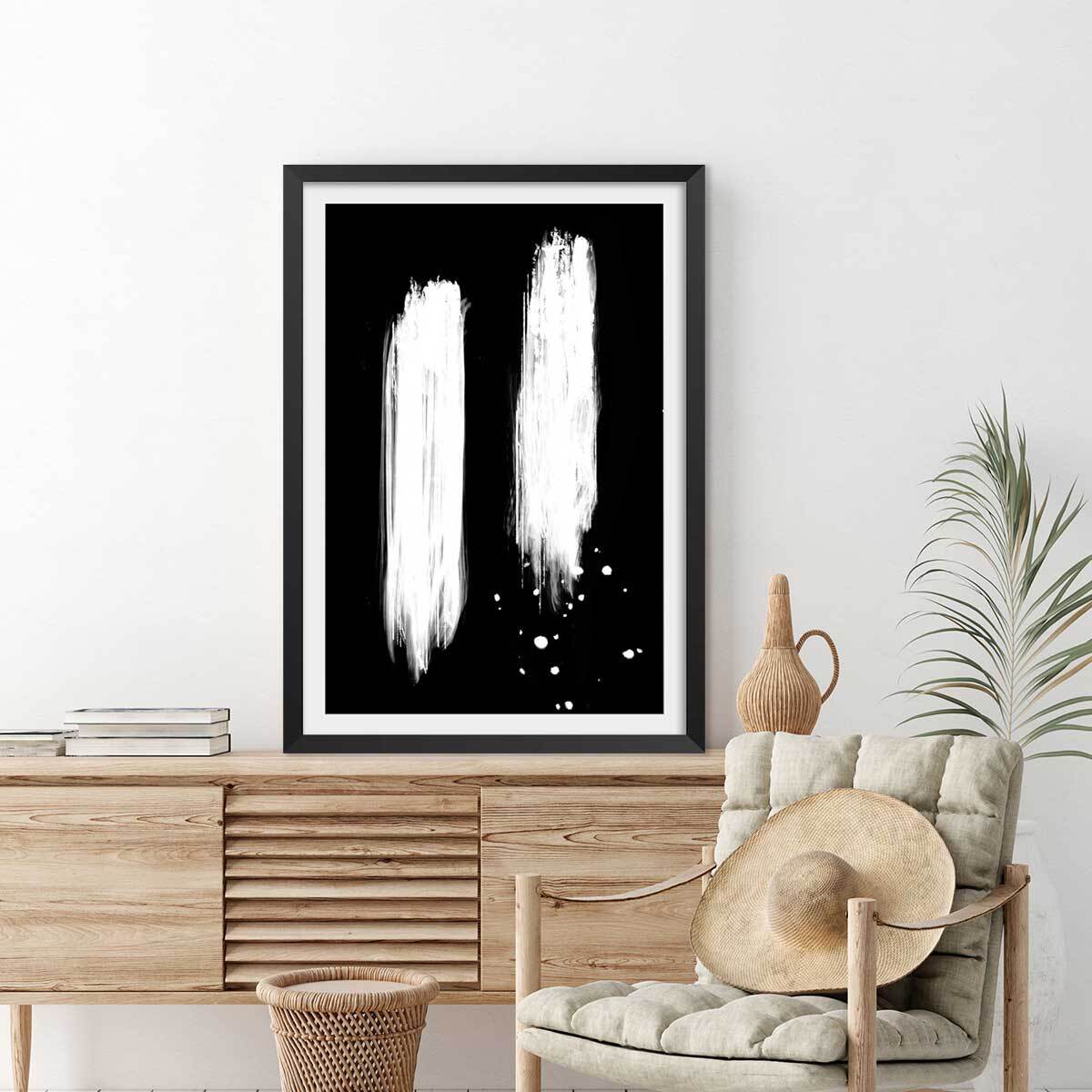 Affiche Trait épreuve négative Affiche + cadre en bois - Noir