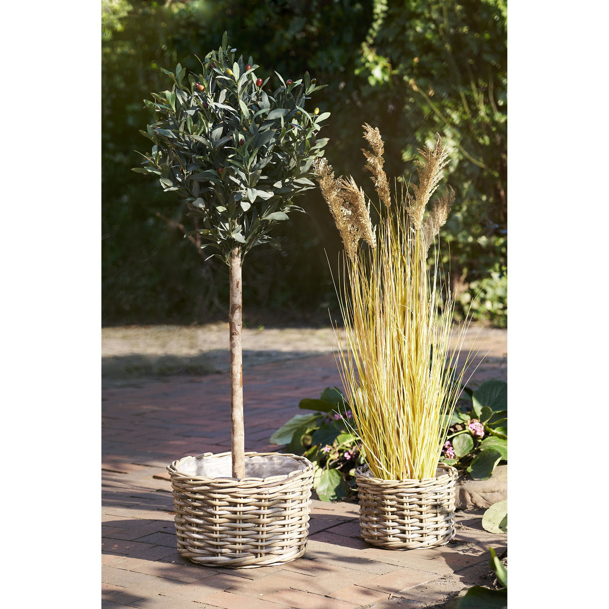 Kalak - Set 2 cesti bassi in rattan kubu naturale