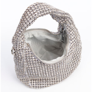 Borsa a mano da festa Baganza con embellishments in zirconia di grado 5A, design a diamante effetto brillante.