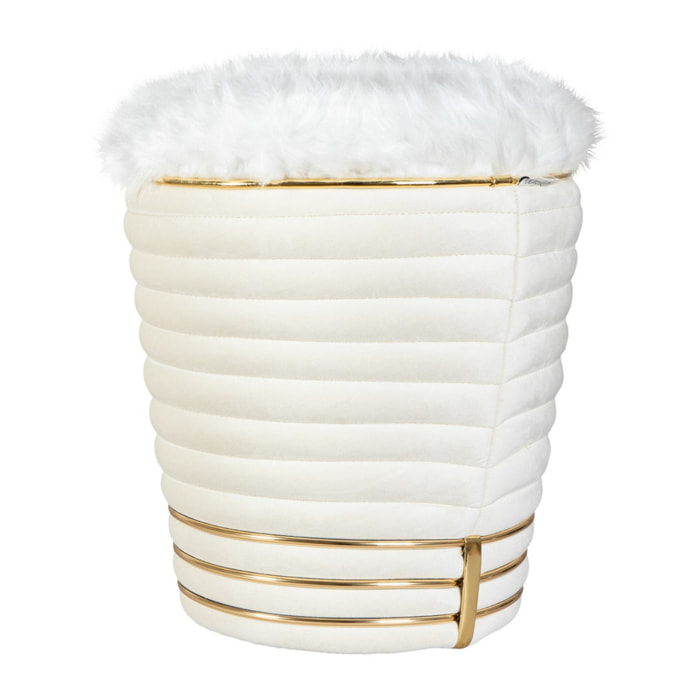 Pouf Doric Avorio e Oro con Finitura Soft