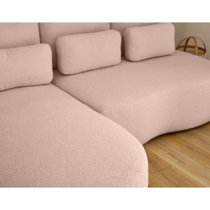 Mahina - canapé d'angle gauche - 4 places - convertible avec coffre - en tissu bouclette - Rose