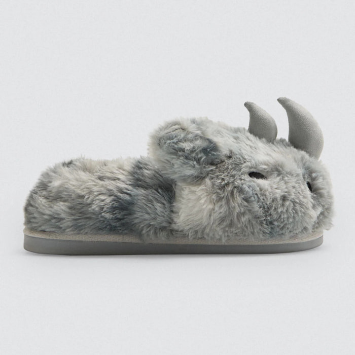 Pantofole per bambini a forma di rinoceronte con dettagli 3D