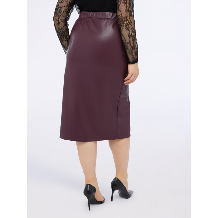 Fiorella Rubino - Falda tubo con abertura frontal - Burgundy