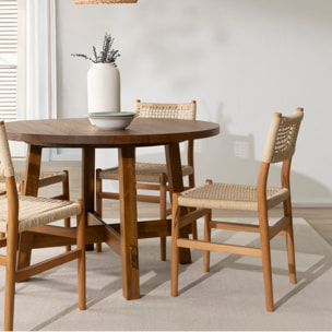 Table à manger Nevile -bois massif d'araucaria-couleur noyer 120 x 78 x 120 cm