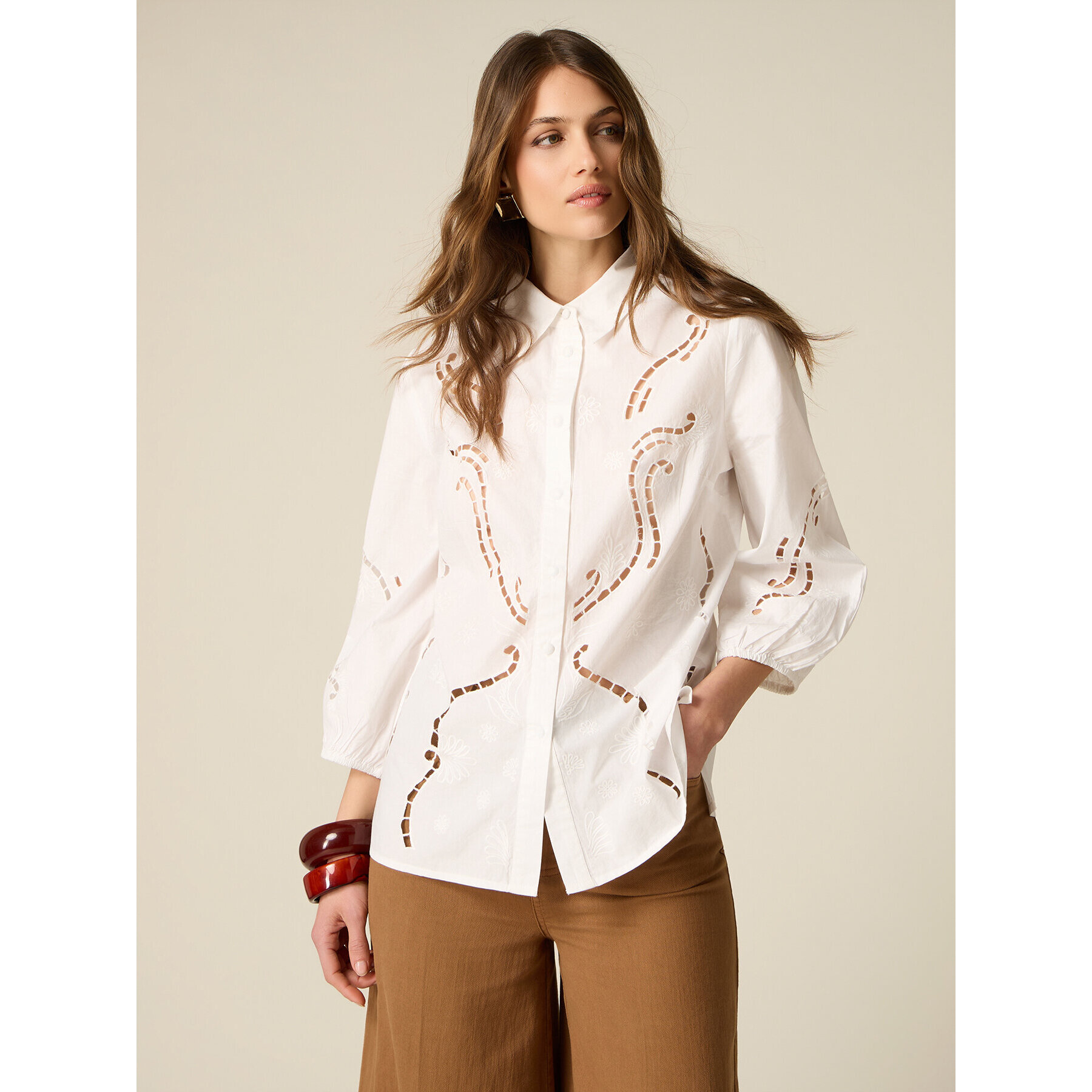 Oltre - Camisa en sangallo - Blanco