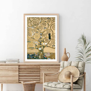 Affiche Tree of Life. Detail par Gustav Klimt Affiche + cadre en bois - Chêne