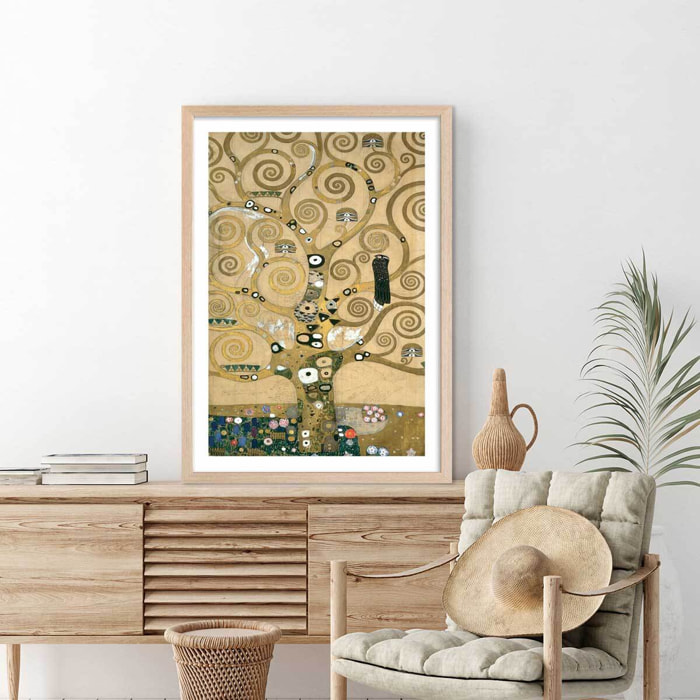 Affiche Tree of Life. Detail par Gustav Klimt Affiche + cadre en bois - Chêne