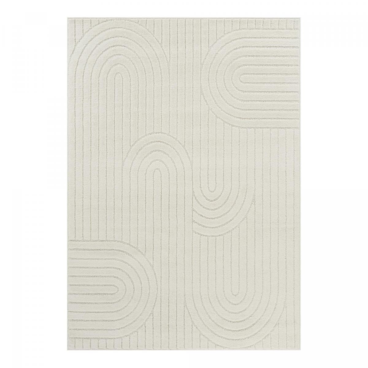 Tapis salon, motif géométrique en relief, poil ras, RAFI