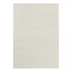 Tapis salon, motif géométrique en relief, poil ras, RAFI