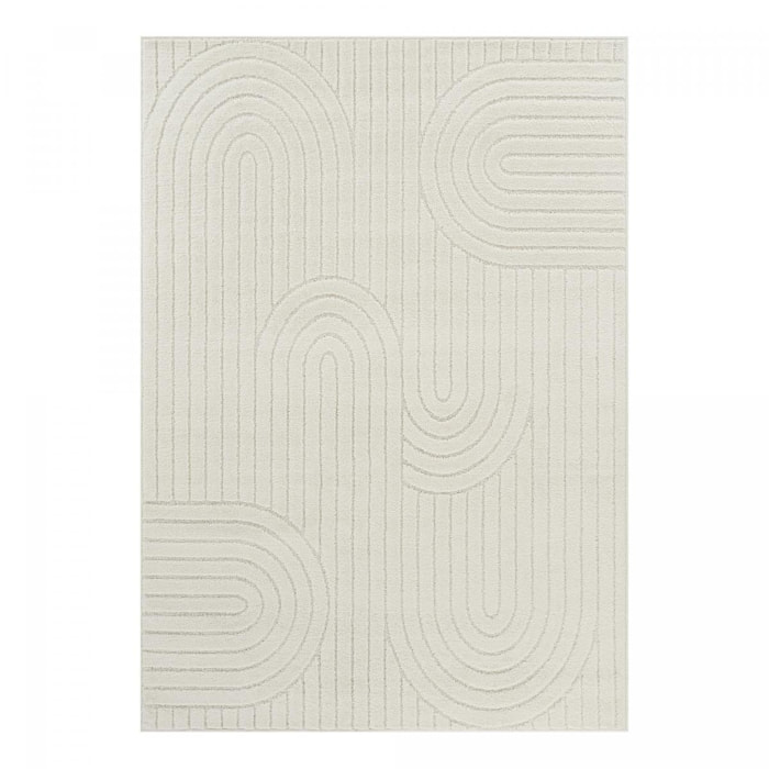 Tapis salon, motif géométrique en relief, poil ras, RAFI