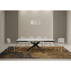 Mesa extensible 90x120/224 cm Karida Evolution fresno blanco estructura antracita