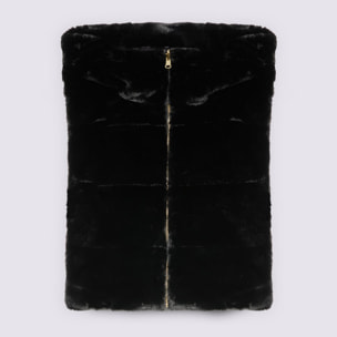 Fiorella Rubino - Pechera acolchada con capucha de peluche - Negro