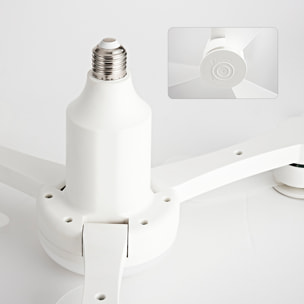 Ventilador triple de techo FS-WRJ-R680 de 68 cm. Adaptador E27, 3 velocidades y luz LED regulable de 16 W. Incluye mando a distancia.