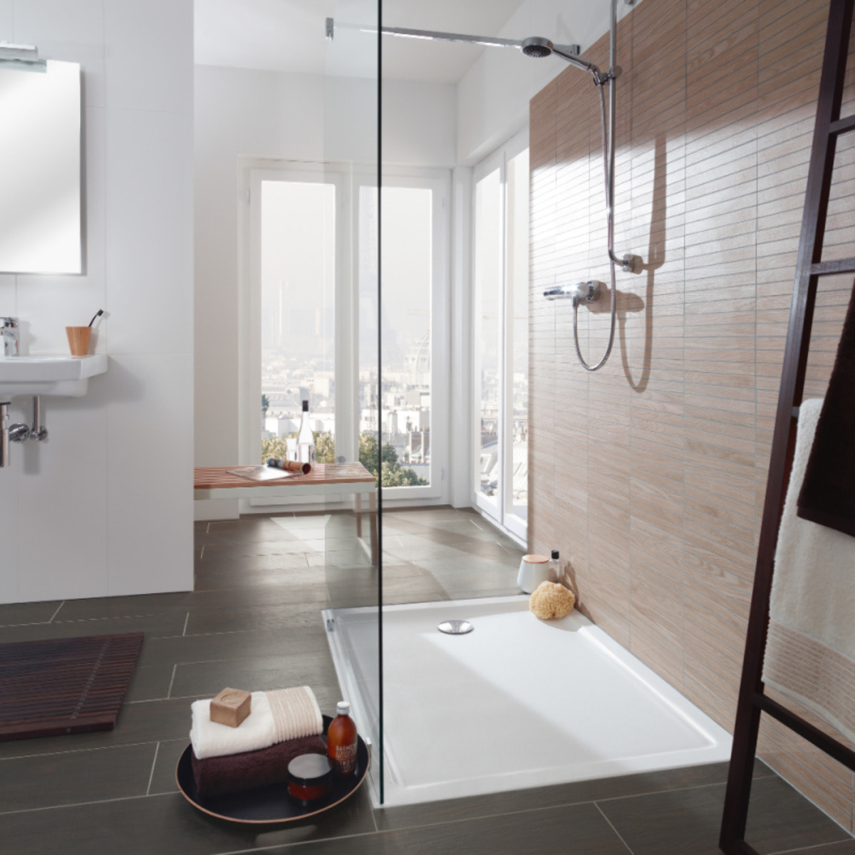 Receveur de douche antidérapant 140 x 80 Lifetime Plus céramique blanc