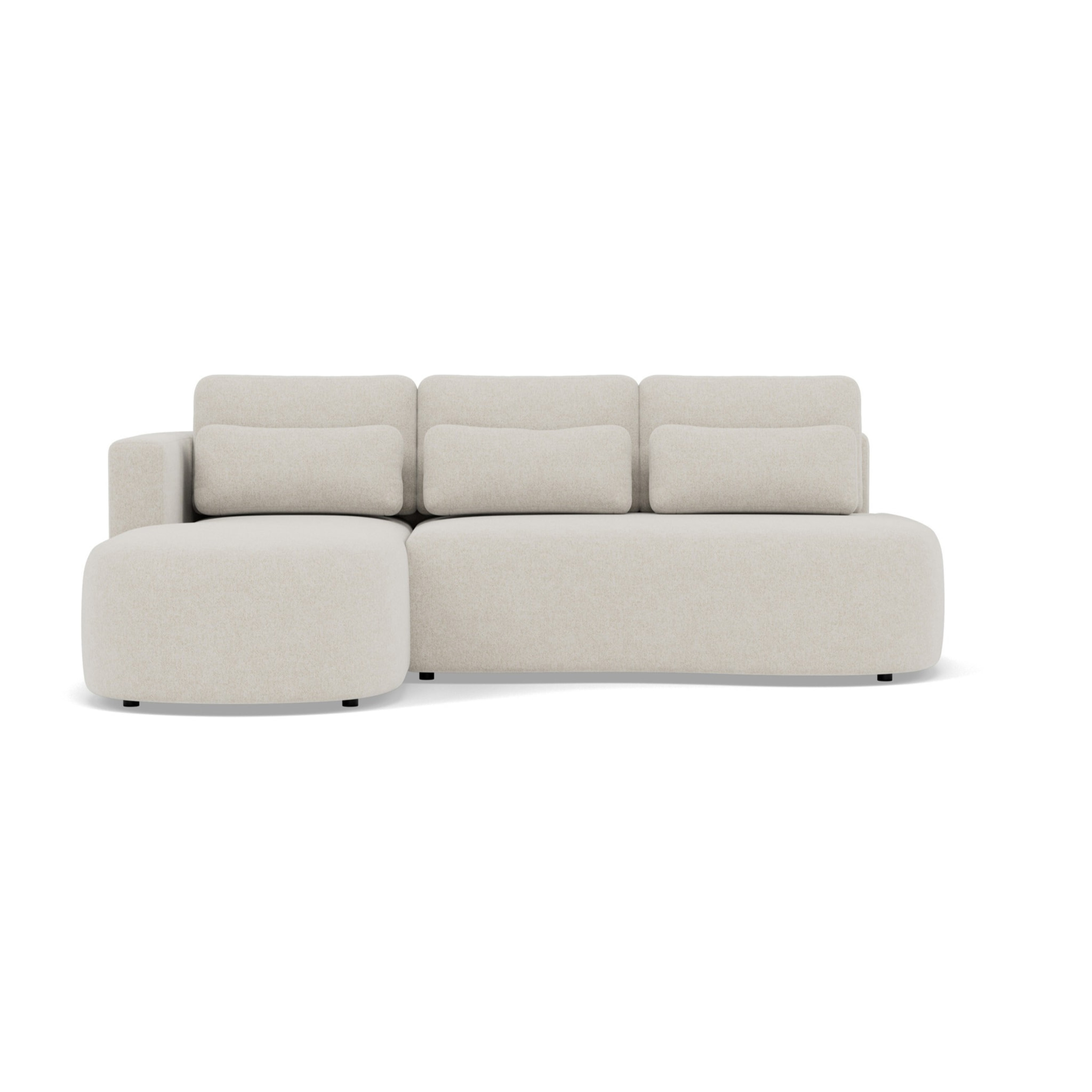 Mahina - canapé d'angle gauche 4 places convertible avec coffre en tissu texturé - Beige