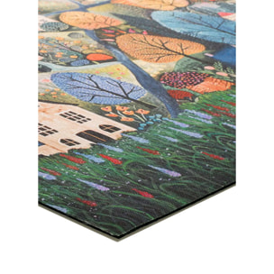 RICCI Alfombra lavable de cocina dibujos con paisaje multicolor, varias medidas disponibles.