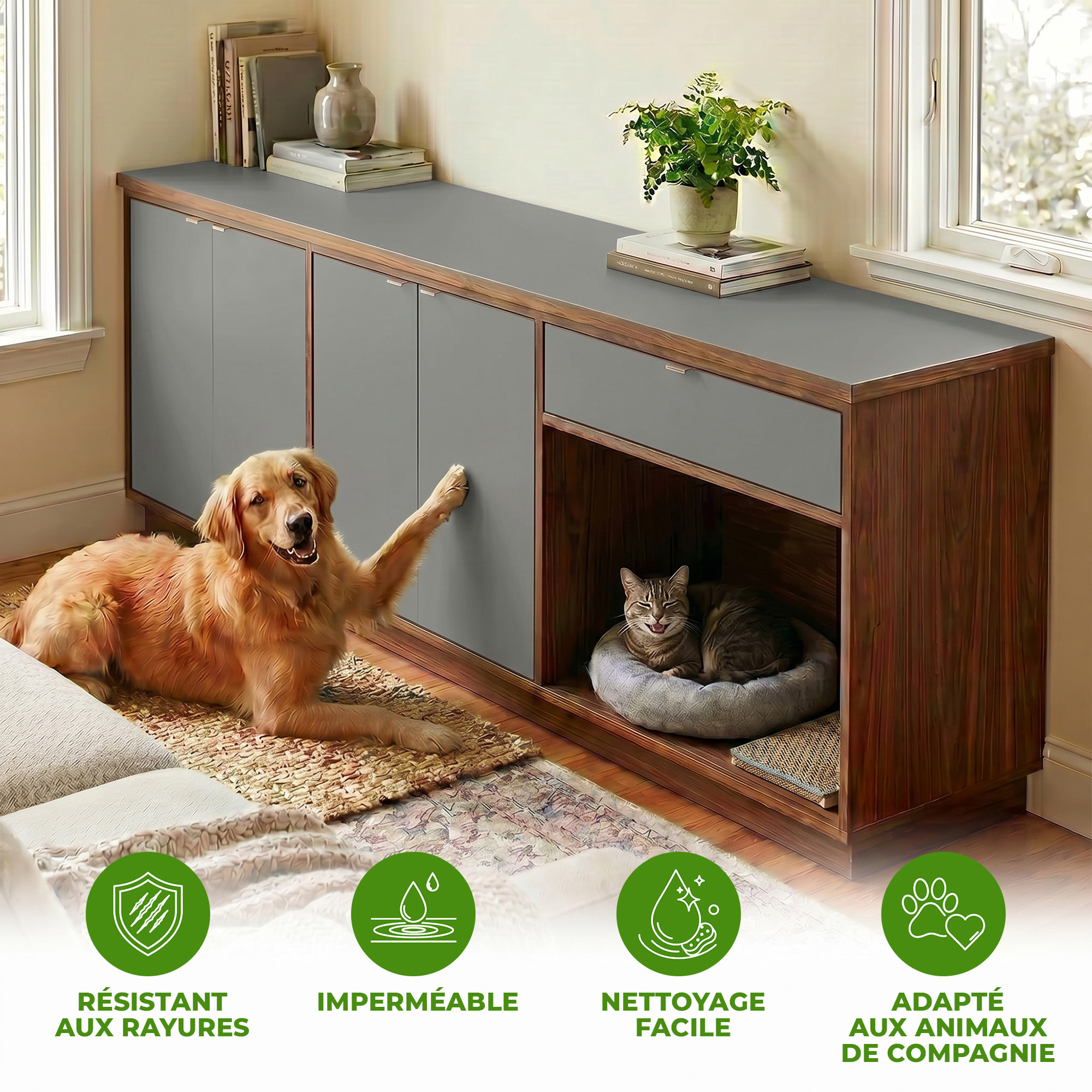Rouleau adhésif décoratif Vinyle au Mètre - Gris tourterelle - Sticker Lavable Imperméable Mur Cuisine Meubles