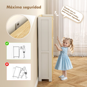 Zapatero Estrecho con 3 Puertas de Bambú con Listones Zapatero Entrada Recibidor con Estantes Ajustables para 18 Pares de Zapatos 60x24x118 cm Blanco y Natural