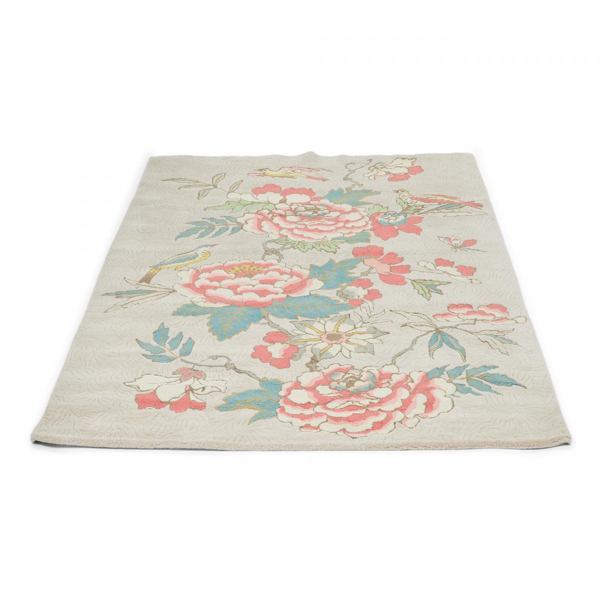 Tapis salon et chambre fait à la main en laine motif floral YOCI