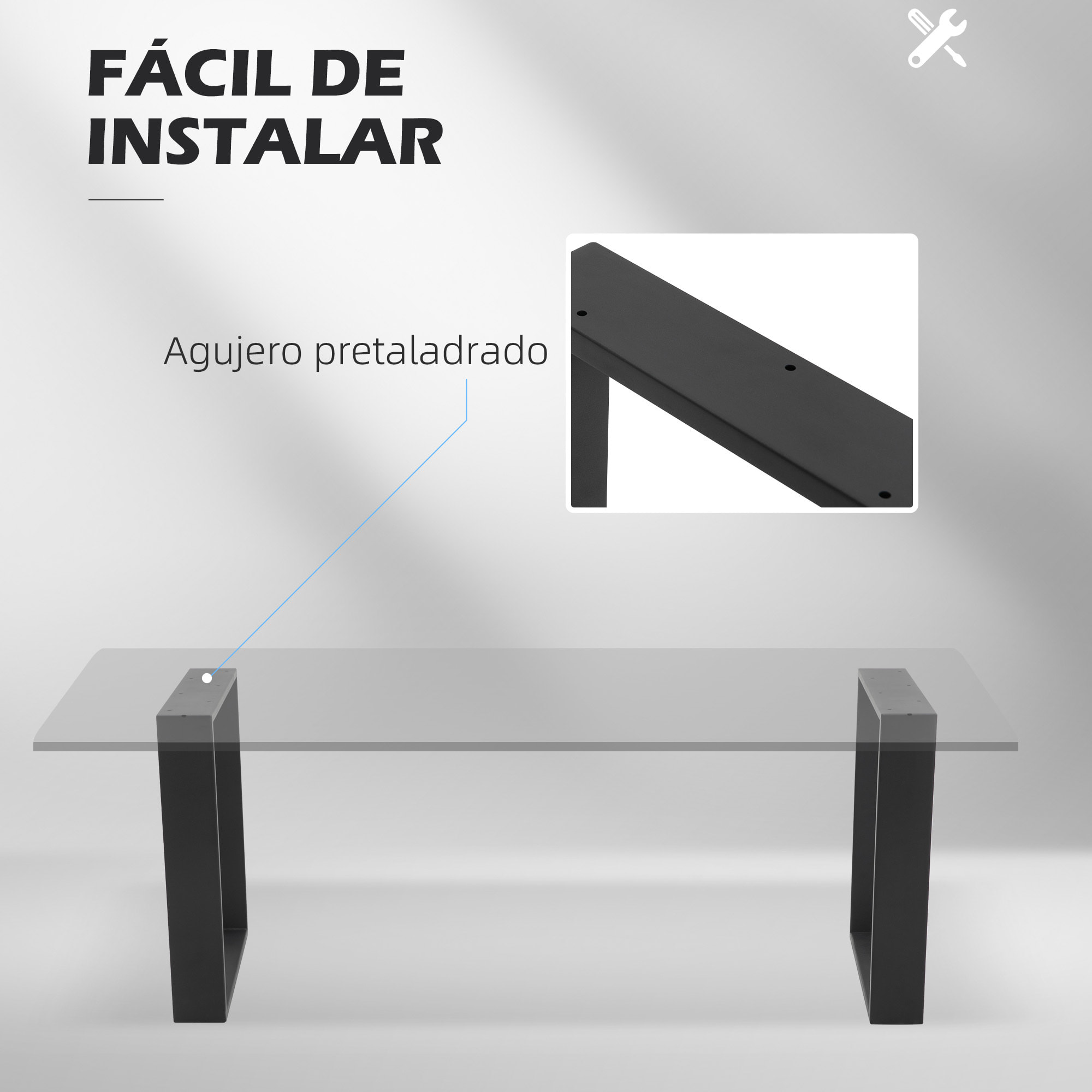 Juego de 2 Patas de Mesa de Acero 70x41 cm Patas Rectangulares de Mesa para Muebles de Bricolaje Estilo Industrial con Tornillos y Protectores de Suelo Negro
