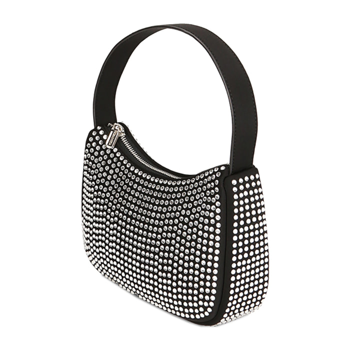 Mini hobo bag nera con strass