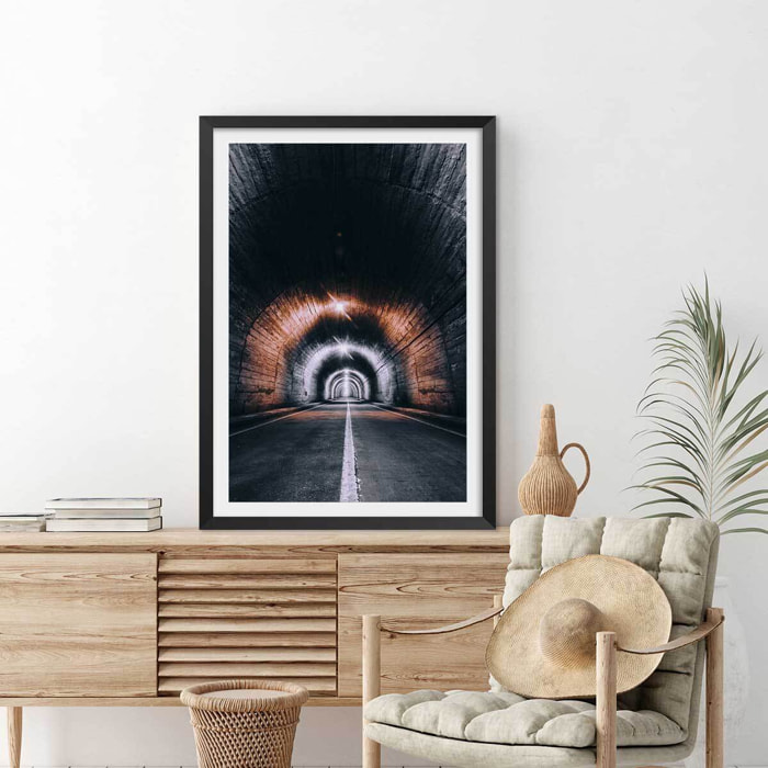 Affiche urbaine get lost somewhere Affiche + cadre en bois - Noir