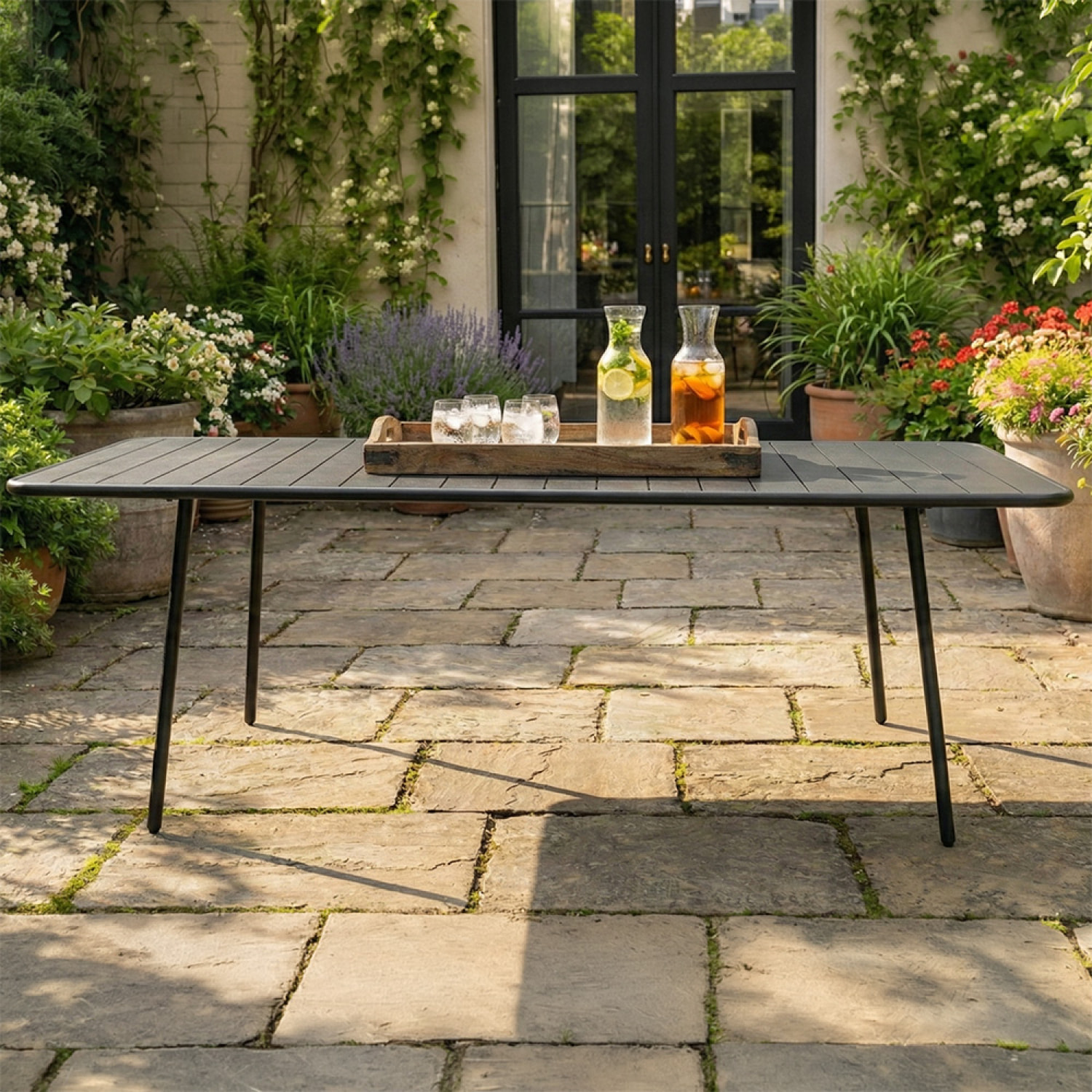 EVORA Table de jardin 8/10 places 200cm gris foncé
